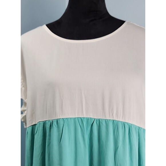 Chicsoul Womans 1X Tiered Dress Knee Length Boho Short Sleeve Empire Waist - Picture 3 of 16